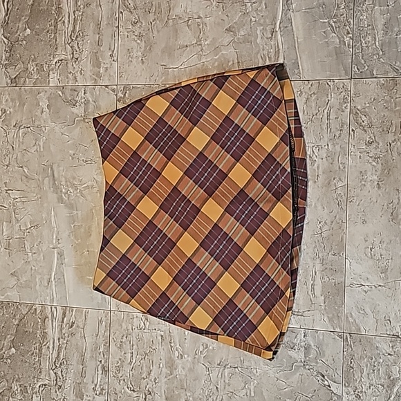 Zara Traf Collection Yellow Pllaid Mini Skirt Size Large - Picture 2 of 6
